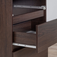 Birou computer cu 3 sertare si raft pentru tastatura, dreapta, 90x50x77 cm, maro wenge