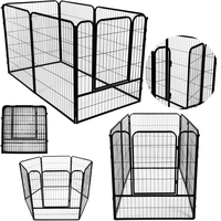 Tarc pentru animale de companie, din fier, forma configurabila, cu usa de acces, 4XL, 184x100x93cm, negru