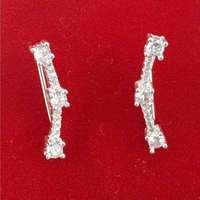 Cercei din Argint 925, Jolie Silver, pentru Dama, Model Bagheta pe Lob cu Pietre, 2.37 g, Design Fin si Romantic, Argintiu