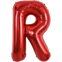 Balon Folie Metalizata Litera R, Flippy, 40 cm, Umflati cu Heliu sau Aer, Ambalaj Individual, Pai inclus, Rosu