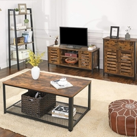 VASAGLE Comoda depozitare cu 2 sertare si polite, usi tip jaluzea, stil industrial, 30x70x80 cm, maro rustic