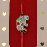 Bratara Placata cu Aur 24k Copii, Jolie, Model Elefant, cu Snur Rosu, 3.5 x 9.5, Multicolor