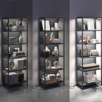 VASAGLE Biblioteca cu 6 rafturi si iluminare LED reglabila 25 culori, cadru metalic, 30x60x179 cm, negru
