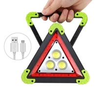 Triunghi Multifunctional de Avertizare, Vafy, Lanterna LED, Impermeabil IP65, 800 lm, 2 x AA, Functie Incarcare Telefon, USB si Micro USB, COB, Verde