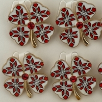 Set 12 Brose Martisor Primavara, Jolie, Model Trifoi Traditional cu Piatra Rosie