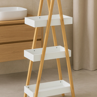 Etajera cu 3 rafturi 5Five Natureo, MDF si bambus, 30x18x82 cm, alb