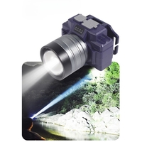 Lanterna LED de Montat pe Cap, Vafy, cu Raza Lunga de Zoom, Far Telescopic, Reglabil, Rezistent la Apa, pentru Pescuit in Aer Liber, Camping, Lumina Puternica, Lanterna, 7.5x5x7 cm, Albastru