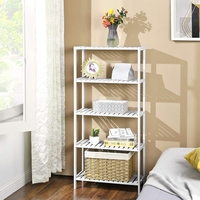 SONGMICS Raft de depozitare din bambus, 5 polite, pentru bucatarie sau baie, 130x60x26cm, alb