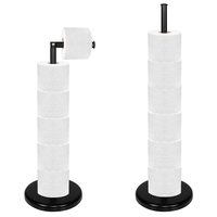 Suport hartie igienica 2 in 1 cu tija mobila, 68.5cm, negru