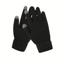 Manusi de Dama, Flippy, Functie Touchscreen (ecran tactil), Material Acril Tricotat, Manseta Elastica, Interior Catifelat, Marime Universala, Negru