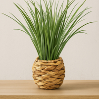 Planta decorativa Atmosphera, iarba in ghiveci impletit, 18x46 cm, maro natur