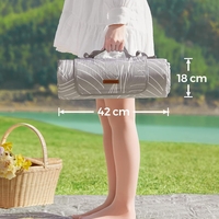 SONGMICS Patura picnic impermeabila 200x200 cm, cu ancore de fixare, pliabila, lavabila, multistrat, kaki cu model tropical
