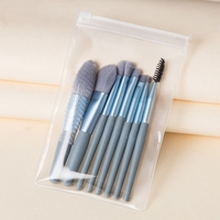 Mini set portabil 8 pensule de machiaj albastre, Flippy