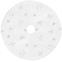 Covoras de pus sub bradul de Craciun, 55 cm, imitatie blana alba cu paiete argintii