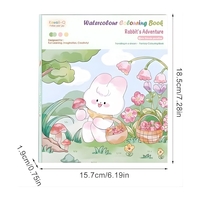 Carte de Colorat cu Acuarela, Flippy, Model Iepure, 20 Foi de Carton 200 gr, 12 Culori, 1 Pensula, 15.7 x 18.8 x 1.8 cm, Alb