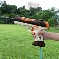 Pistol cu Apa Electric, Flippy, 2 Rezervoare 75/350 ml, din ABS+Silicon, Baterie, Incarcare USB, Conectare la Furtun, +6 Ani, Maro