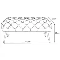 Taburet Monaco, tapitat cu catifea, tip banca, cu picioare metalice, 100x42x41 cm, verde