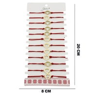 Bratara Martisor pentru Dama, Jolie, Model Inger, Set 12 bucati, Pandativ din Inox Auriu, Snur Ajustabil Impletit, Rosu