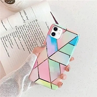 Husa protectie Vafy compatibila cu Apple iPhone 12 Mini Soft IMD TPU Marble Geometric Roz