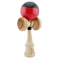 Kendama X Originala, Profesionala, Flippy, Big Cups V2, Super Sticky cu Cupe Mari, Rulment Metalic, din lemn 18 cm, Ata 55 cm, Negru/Rosu