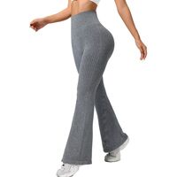 Pantaloni Sport de Dama, Flippy, pentru Yoga, Talie Inalta, Evazati, Tricotati, Gri Deschis, Marime XS