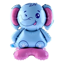 Balon din Folie Metalizata, Vafy, Figurine Animăluțe, Model Elefant, 43x58cm, Ambalaj Individual, Pai Inclus, Umflare cu Aer sau Heliu, Multicolor