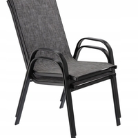Set 2 scaune de gradina cu cadru metalic, stivuibile, 55x72x96cm, gri