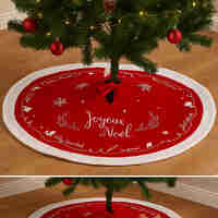 Covor decorativ pentru brad, din fetru matlasat, diametru 90 cm, rosu
