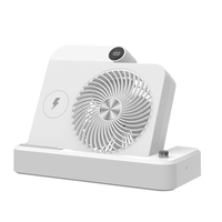 Ventilator 2in1, Flippy, Functie Incarcare Telefon Wireless, 100 Trepte de Viteza, 2400 mAh, 5V, 2A, 25 x 16.5 x 24 cm, Alb