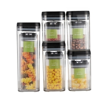 Cutii de Depozitare Alimente, Flippy, Set din 10 Cutii de tip Container, Recipiente pentru Cereale in Bucatarie, Transparente cu Capac Negru
