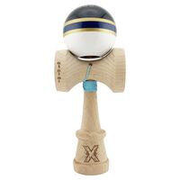 Kendama X Originala ROYAL SPIKE, Profesionala, Flippy, Cupe Mari KING SIZE V3, Super Sticky, Gaura in Baza, Rulment Metalic, din lemn 18 cm, Ata 62/65 cm, Inel Albastru inchis