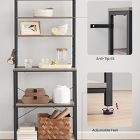 VASAGLE Raft de bucatarie, spatiu cuptor cu microunde, 6 rafturi, 40x60x167cm, gri si negru