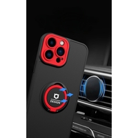 Husa de protectie Eagle eye pentru Apple iPhone 12 Pro, Rezistenta la socuri, Protectie camera, Cu inel de prindere magnetic rosu, Vafy, Negru