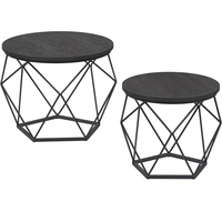 VASAGLE Set de 2 mese de cafea, stil industrial, 50x40cm si 40x36cm, negru
