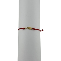 Bratara Martisor pentru Dama, Jolie, Model Aripa, Set 12 bucati, Pandativ din Inox Auriu, Snur Ajustabil Impletit, Rosu