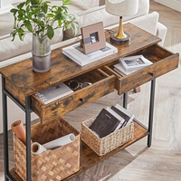 VASAGLE Masa consola pentru hol cu 2 sertare, stil industrial, PAL si cadru metalic, 100x30x80 cm, maro rustic