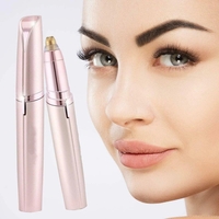 Trimmer Facial, Flippy, pentru Sprancene, Incarcare USB, 1.5 x 13 cm, din ABS, Roz Auriu
