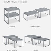 SONGMICS Set 2 rafturi de bucatarie metalice, suprapozabile, pentru ustensile sau condimente, 23x32x16cm, gri