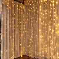 Instalatie Craciun, Tip Perdea, IP44, 13 m x 1 m, 780 LED-uri, Alb cald, cu flash, Transformator cu telecomanda, Interconectabila, Prelungitor 5 m inclus, Fir transparent, Interior/ Exterior, Vafy