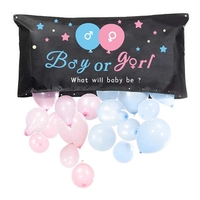 Set Gender Reveal, Vafy, Balloon Drop Bag, din Plastic si Latex, 24 Baloane Roz si Albastru 13 cm, Sac pentru Baloane 60 x 120 cm, Multicolor