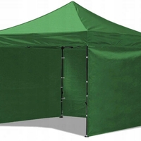 Cort tip pavilion cu 3 pereti laterali, structura solida otel si acoperis impermeabil PVC, 3x3 m cu inaltime reglabila, verde