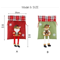 Sac din textil pentru cadouri de Craciun, Flippy, Model Ren, 30x25 cm, Gri