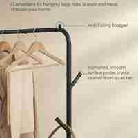 SONGMICS Suport haine metalic cu roti si raft inferior, stil industrial, 103x41x155 cm, negru