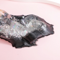 Jucarie Antistres Squishy, Flippy, cu Revenire Lenta, Squeeze Pinch Family, Model Labuta de Pisica cu Sclipici, 6.5x6 cm, 60g, Ambalaj Transparent, Alb-Negru