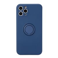 Husa protectie Vafy compatibila cu Apple iPhone 7/8/SE 2020 Liquid Silicone Ring cu suport rotativ Albastru