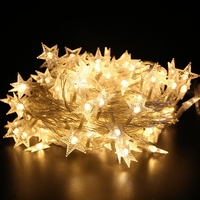 Instalatie Craciun cu baterii, 3 metri, 20 LED-uri tip Stea, fir Transparent, Alb Cald, Vafy