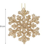 Decoratiune brad fulg de zapada, set 8 bucati, 8cm, auriu