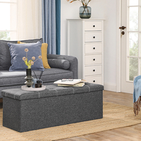 SONGMICS Bancheta pliabila cu spatiu de depozitare 110x38x38 cm, MDF si material textil, capacitate 300 kg, gri inchis