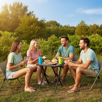 Masa turistica pliabila pentru camping, cu suport pahare, 50x50x50 cm, maro