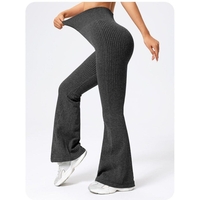 Pantaloni Sport de Dama, Flippy, pentru Yoga, Talie Inalta, Evazati, Tricotati, Negru, Marime XL